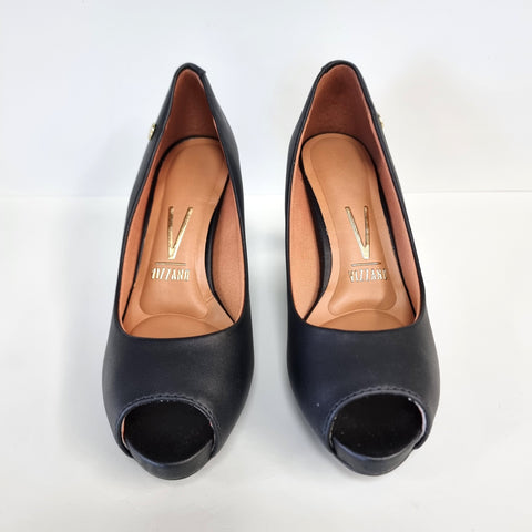 Scarpin Vizzano 1840-300 salto médio peep toe Preto