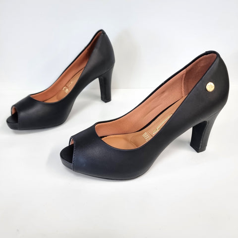 Scarpin Vizzano 1840-300 salto médio peep toe Preto