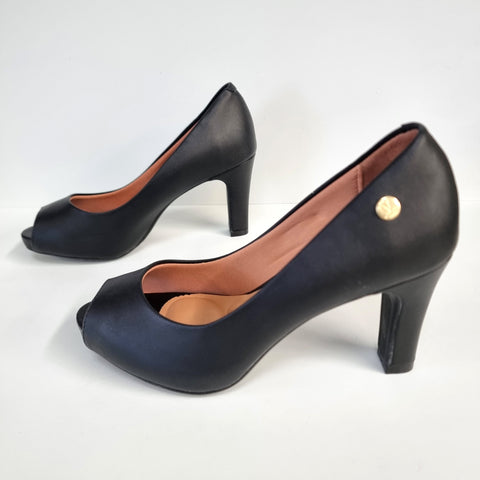 Scarpin Vizzano 1840-300 salto médio peep toe Preto