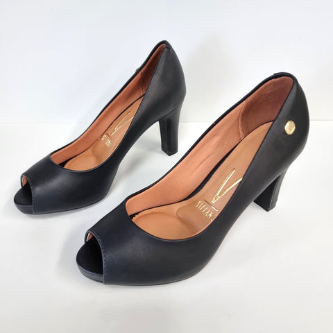 Scarpin Vizzano 1840-300 salto médio peep toe Preto