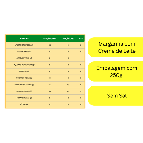 Margarina Cremosa sem Sal Claybom Pote 500g