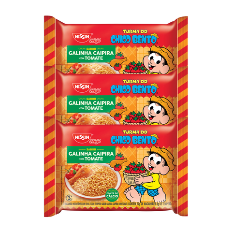 KIT 3 MIOJO DE GALINHA CAIPIRA COM TOMATE TURMA DA MÔNICA 85G