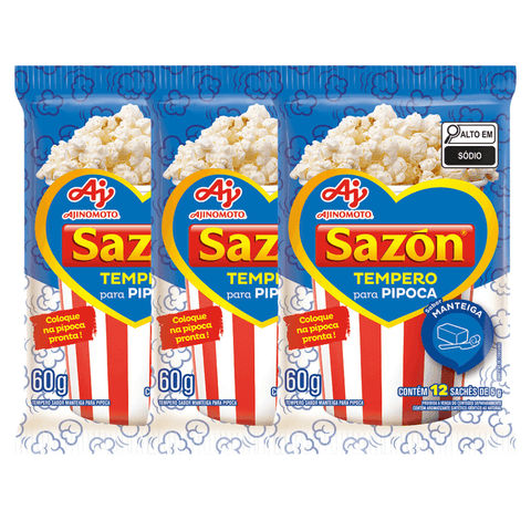 Tempero Em Pó SAZÓN® Pipoca 3un x 60G - Sabores