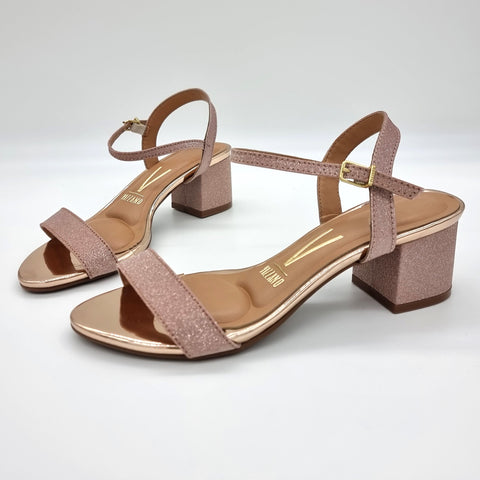 Sandália Vizzano 6291-900 Salto Baixo Rosé Brilhante