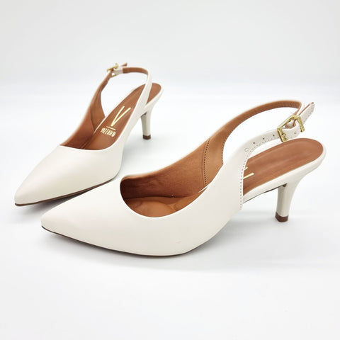 Scarpin Vizzano 1185-700 Slingback Salto Médio Off White