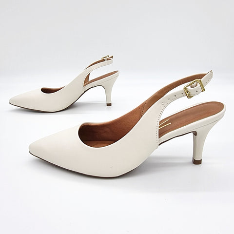 Scarpin Vizzano 1185-700 Slingback Salto Médio Off White