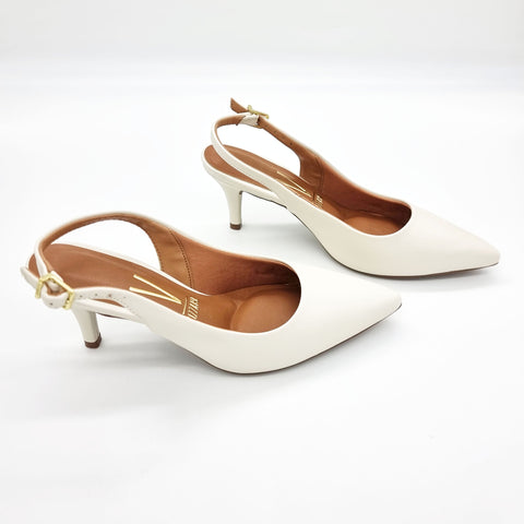 Scarpin Vizzano 1185-700 Slingback Salto Médio Off White