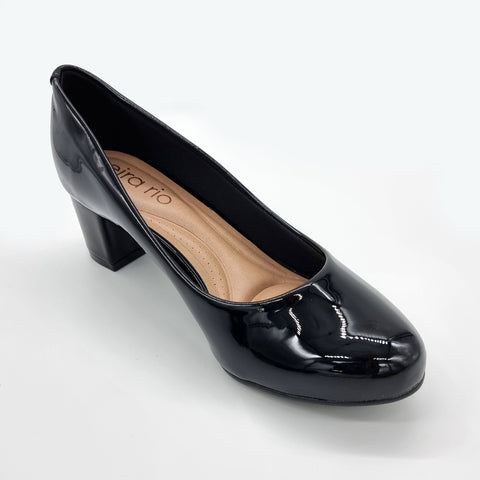 Scarpin Beira Rio 4777-409 Salto Baixo Envernizado Preto