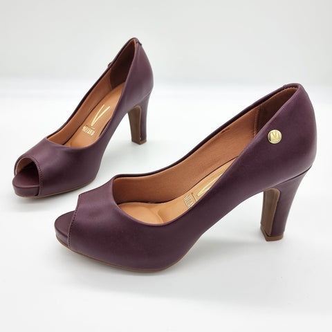 Scarpin Vizzano 1840-300 salto médio peep toe Vinho