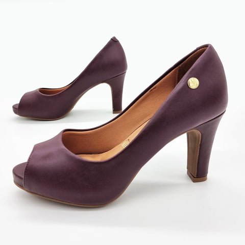 Scarpin Vizzano 1840-300 salto médio peep toe Vinho