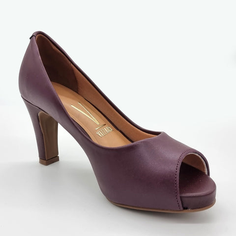 Scarpin Vizzano 1840-300 salto médio peep toe Vinho