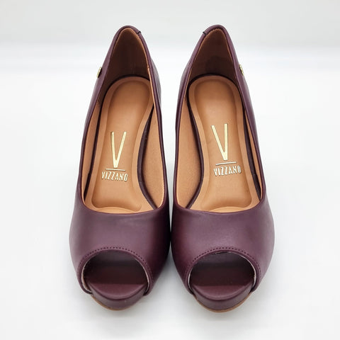 Scarpin Vizzano 1840-300 salto médio peep toe Vinho