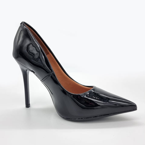 Scarpin Vizzano 1421-100 bico fino salto agulha Preto Envernizado