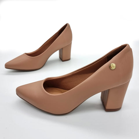 Scarpin Vizzano 1290-500 bico fino salto bloco Nude
