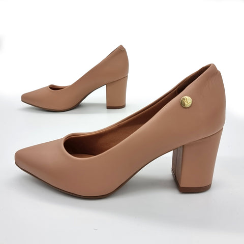 Scarpin Vizzano 1290-500 bico fino salto bloco Nude