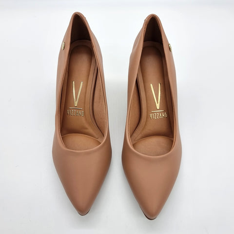 Scarpin Vizzano 1290-500 bico fino salto bloco Nude