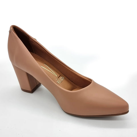 Scarpin Vizzano 1290-500 bico fino salto bloco Nude