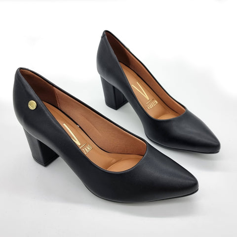 Scarpin Vizzano 1290-500 bico fino salto bloco Preto
