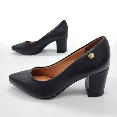 Scarpin Vizzano 1290-500 bico fino salto bloco Preto
