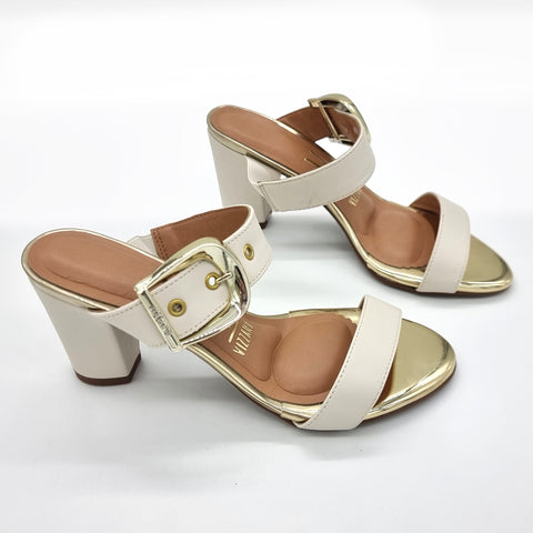 Mule Vizzano 6262-1019 Salto Bloco Sem Cadarço (Slip-on) Branco Off White