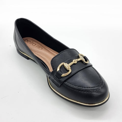 Mocassim Beira Rio 4311-104 Bico Redondo Preto Napa