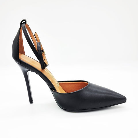 Scarpin Vizzano 1421-102 bico fino com tira no tornozelo Preto