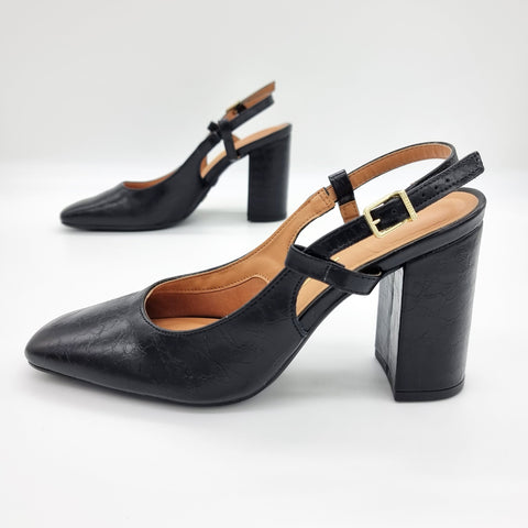 Scarpin Vizzano 1428-101 salto bloco slingback Preto
