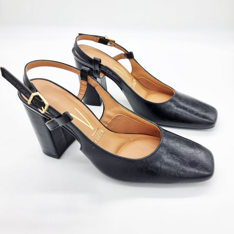 Scarpin Vizzano 1428-101 salto bloco slingback Preto