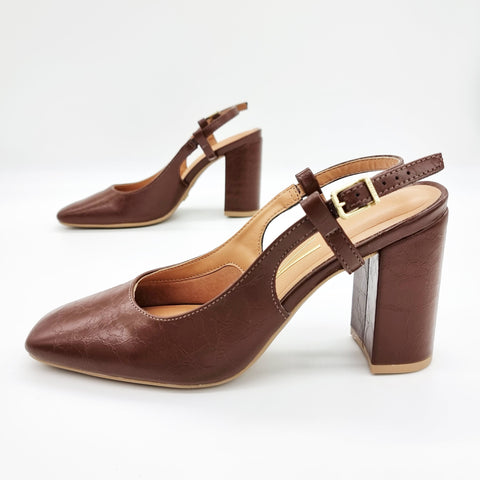 Scarpin Vizzano 1428-101 salto bloco slingback Chocolate