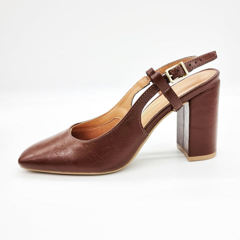 Scarpin Vizzano 1428-101 salto bloco slingback Chocolate
