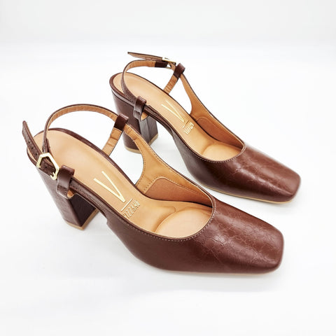 Scarpin Vizzano 1428-101 salto bloco slingback Chocolate