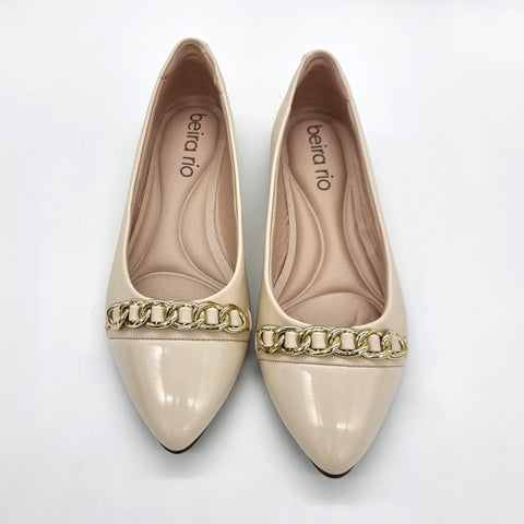 Sapatilha Beira Rio 4136-1106 Bico Fino Creme