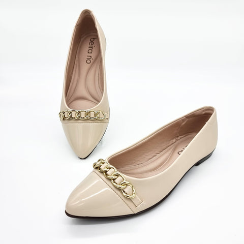 Sapatilha Beira Rio 4136-1106 Bico Fino Creme