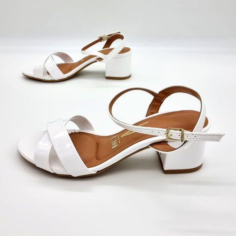 Sandália Vizzano 6291-927 Salto Bloco Branca Verniz