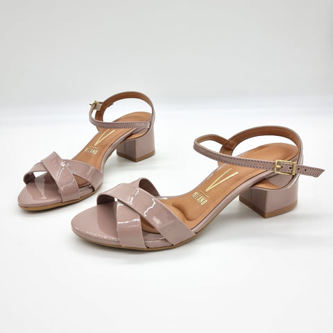 Sandália Vizzano 6291-927 Salto Bloco Taupe Verniz