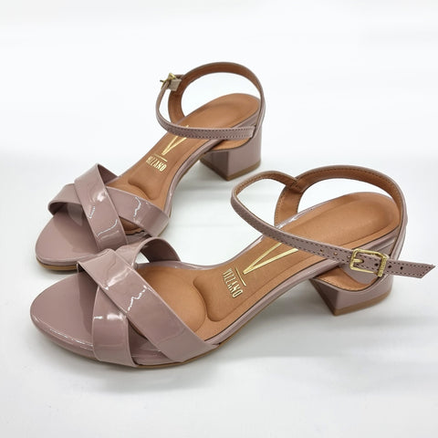 Sandália Vizzano 6291-927 Salto Bloco Taupe Verniz