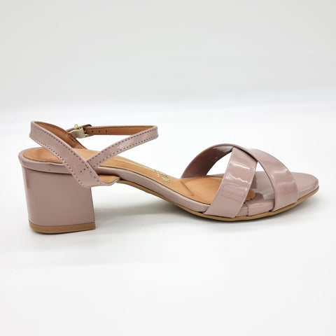 Sandália Vizzano 6291-927 Salto Bloco Taupe Verniz