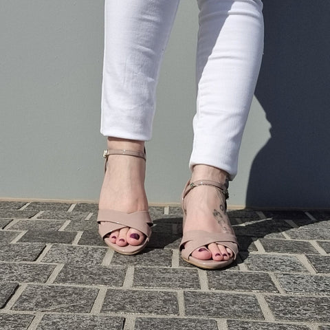 Sandália Vizzano 6291-927 Salto Bloco Taupe Verniz