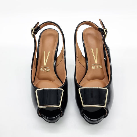 Scarpin Vizzano 1840-321 Slingback Preto Verniz