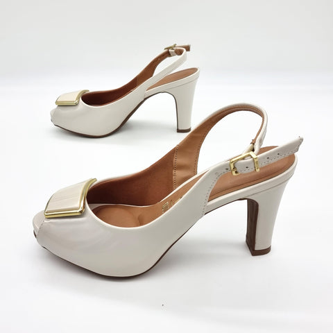 Scarpin Vizzano 1840-321 Slingback Branco Off White Verniz