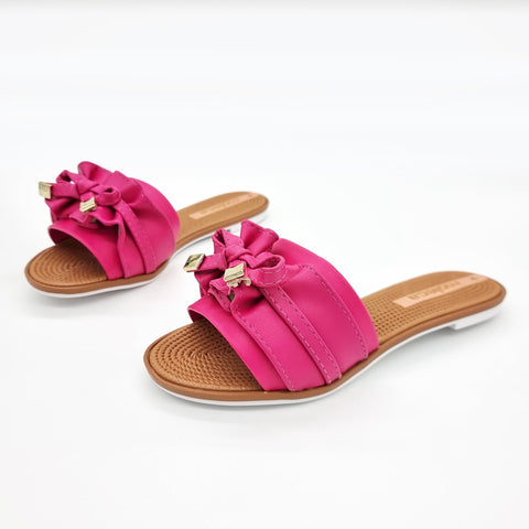 Sandália Moleca 5297-446 Sem Cadarço (Slip-on) com Babado Rosa