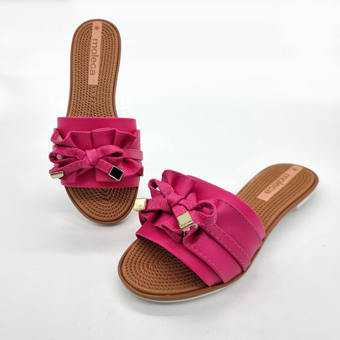 Sandália Moleca 5297-446 Sem Cadarço (Slip-on) com Babado Rosa