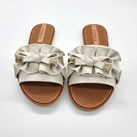 Sandália Moleca 5297-446 Sem Cadarço (Slip-on) com Babado Off White