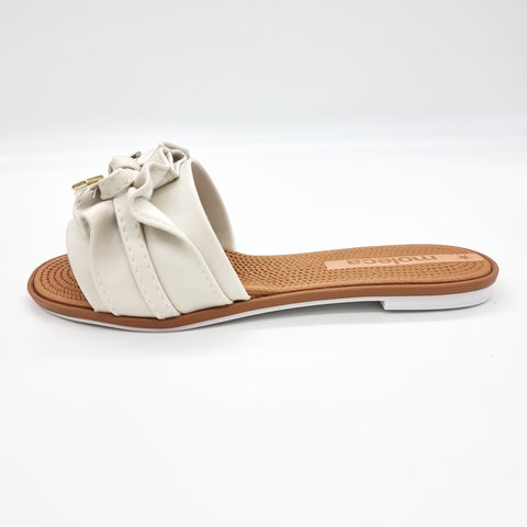 Sandália Moleca 5297-446 Sem Cadarço (Slip-on) com Babado Off White