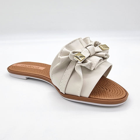 Sandália Moleca 5297-446 Sem Cadarço (Slip-on) com Babado Off White