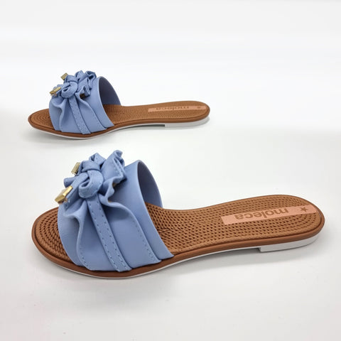 Sandália Moleca 5297-446 Sem Cadarço (Slip-on) com Babado Jeans