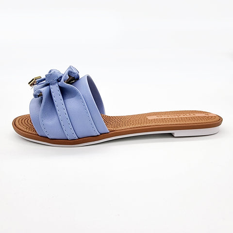 Sandália Moleca 5297-446 Sem Cadarço (Slip-on) com Babado Jeans