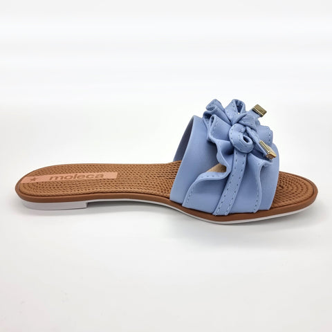 Sandália Moleca 5297-446 Sem Cadarço (Slip-on) com Babado Jeans