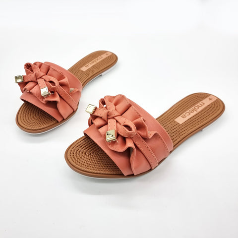 Sandália Moleca 5297-446 Sem Cadarço (Slip-on) com Babado Papaya