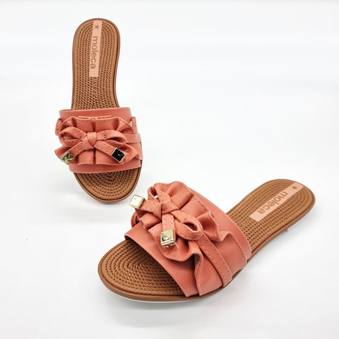 Sandália Moleca 5297-446 Sem Cadarço (Slip-on) com Babado Papaya